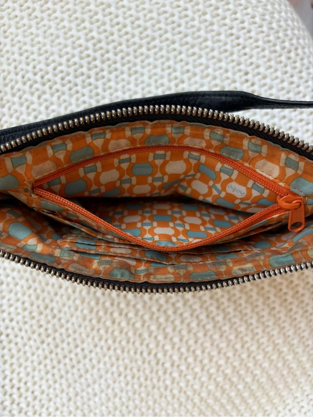The Original Hobo Black Genuine Leather Multi Zipper Bag w/ Silver Hardware